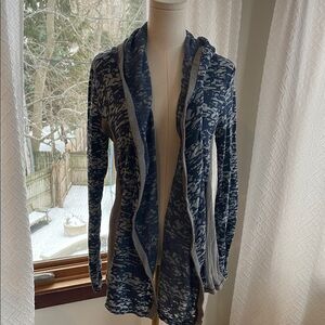 Neon Buddha Blue Patterned Women's Open Sweater Small